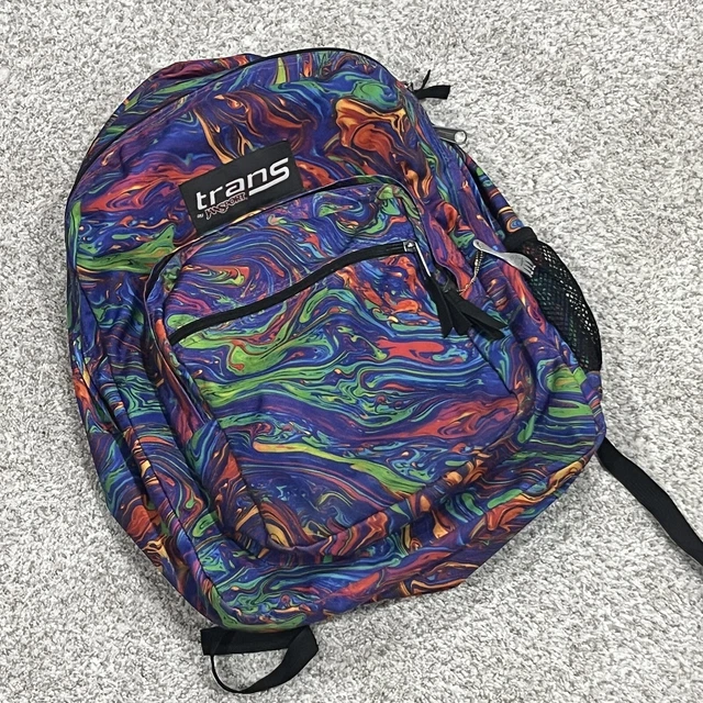 jansport 17 supermax backpack tie dye swirls with laptop sleeve Big Student plus a sleeve for a 15 inch laptop and synthetic leather base JanSport BG Studnt Bookpack, Red