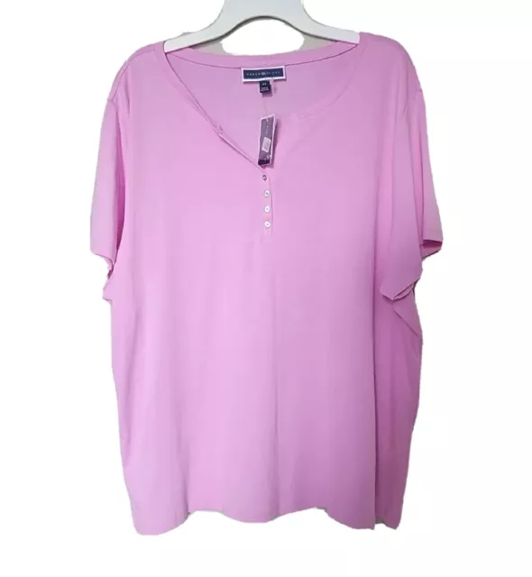 Karen Scott Womens Plus Size 3X  Henley T-Shirt Top Short Sleeve Lavander Cotton