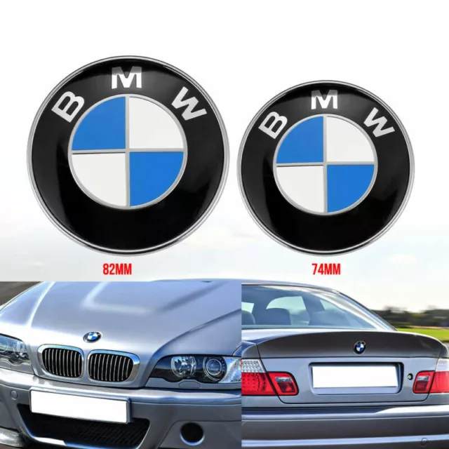 Für BMW 82mm+74mm Emblem Vorne Motorhaube Heckklappe Hinten Kofferraum DE