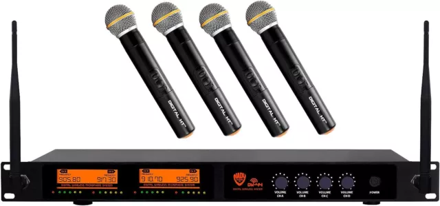 Professional Digital 4 Wireless Karaoke Microphone System Nady