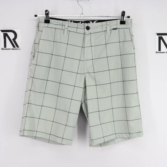 Mens Hurley Nike Phantom Gray Plaid Athletic Chino Golf Shorts Size 30 Casual