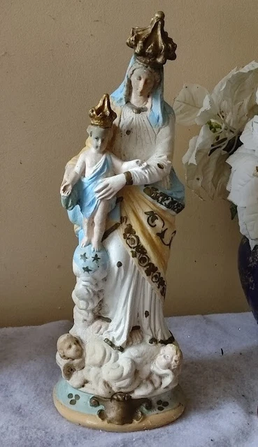 STATUE NOTRE DAME Des Victoires Vierge Marie En Platre Old Our Lady Of ...