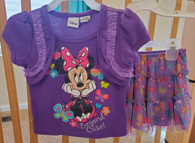 Disney Minnie Mouse Purple 2 pcs Tutu Skort Set- Girls Size 3T