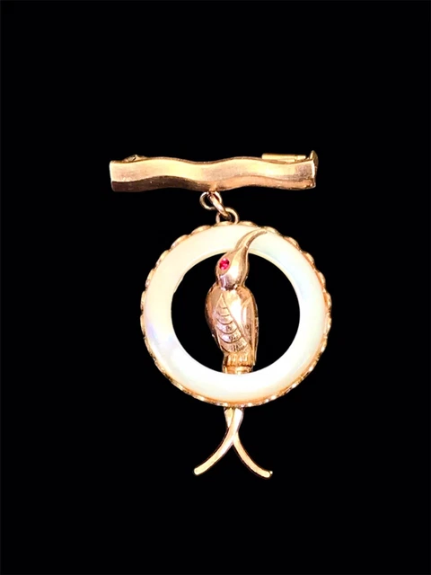 Grande Broche Sphinx – Oiseau Du Paradis – Plaqué Or – Vintage – Royaume-Uni
