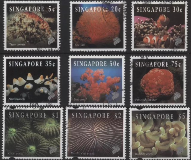 Singapore 1994 Reef Life 1st series 9 values (missing 25c, 40c & $10), used