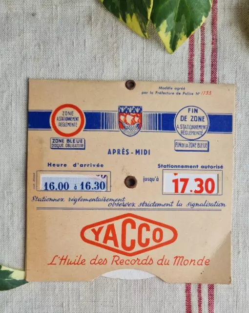 Ancien Disque De Stationnement Yacco Publicitaire Garage Auto