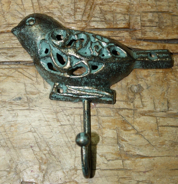 Cast Iron Antique Style DOVE Coat Hooks Hat Hook Rack Towel BIRD Garden Love