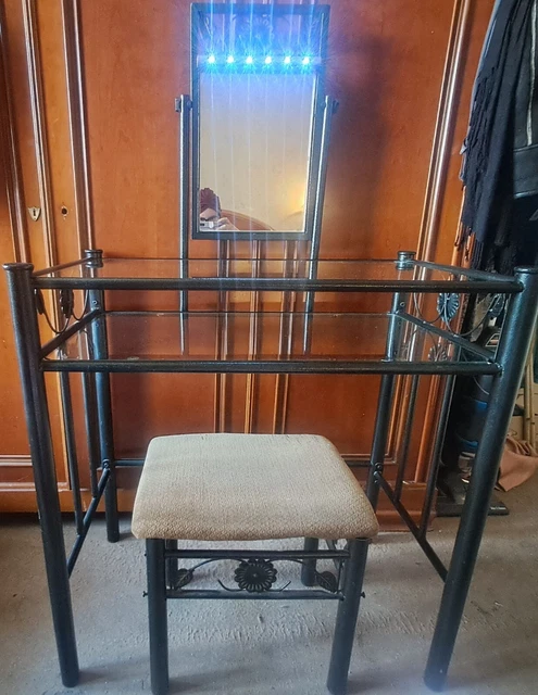 Coiffeuse En Rotin Et Osier Avec Miroir Et Tabouret - Style Naturel - Marron