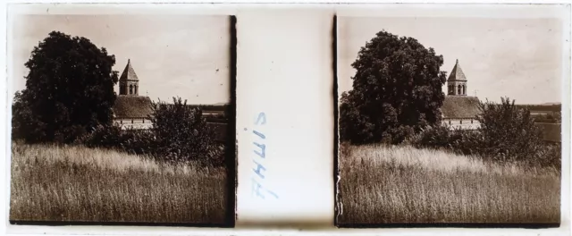 FRANCE Eglise Rhuis Oise c1930 Photo Stereo Glass Plate Vintage V34L7n 2