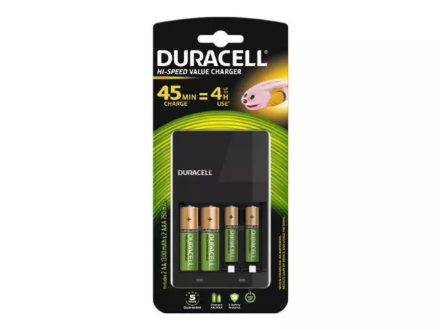 Duracell Chargeur de Piles CEF14 4 Heures, Avec Piles Rechargeables  incluses, AA + AAA : : High-Tech