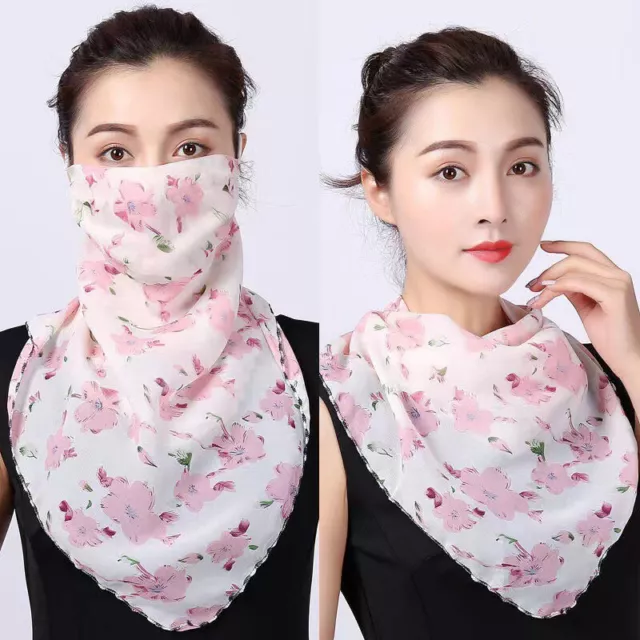 1Pc Women Sun Mask Chiffon Neck Gaiter Hang Ear Chiffon Breathable Sb