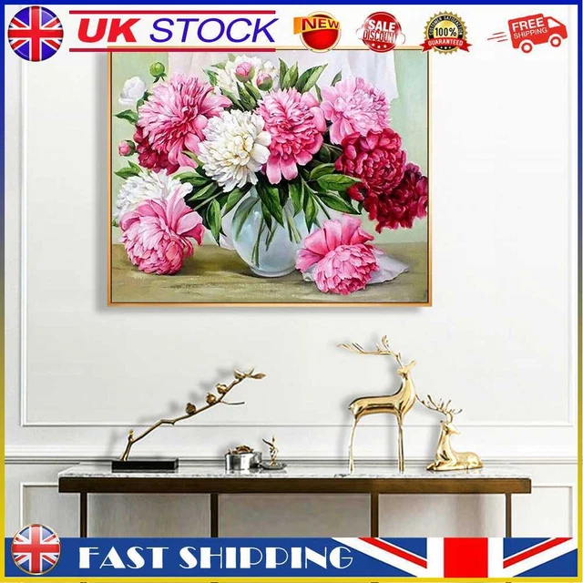 Peony Full Cross Stitch 11CT Cotton Thread DIY Printed Embroidery Art Kits Gifts