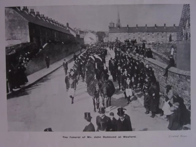 1918 Wwi Ww1 Print ~ The Funeral Of Mr John Redmond At Wexford