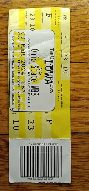 2024 CAITLIN CLARK Record Iowa Hawkeyes OSU Women's Basketball Ticket