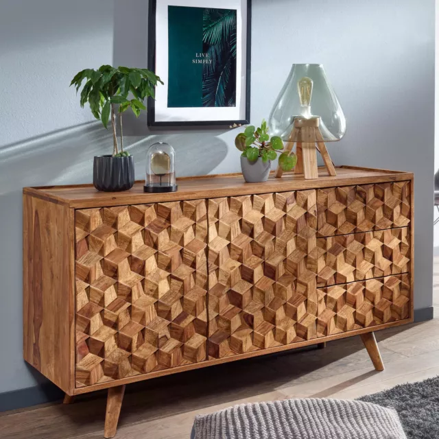 Sideboard FineBuy Kommode 138x76x45 cm Holz Massiv Anrichte Modern Standschrank