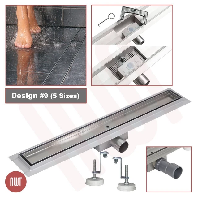 LINEAR STAINLESS STEEL Shower Wetroom Drainage Gully Trap Waste (600