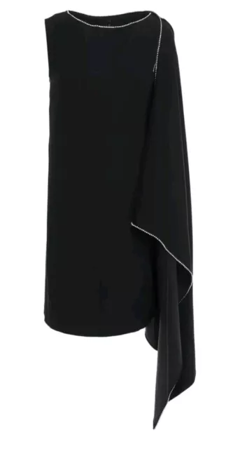 MCQ Alexander McQueen Cady Embellished Cape Dress, Black, Size 46IT 12/14AU 3