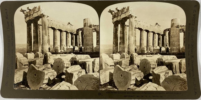 Photo Stéréoscopique Vintage De L'Acropole - Argentique, Noir Et Blanc, Avant 1900