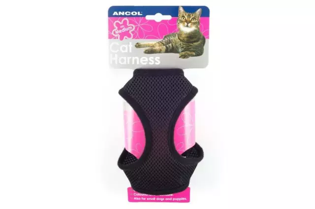 Arnés de gato malla suave ancol con plomo para caminar - pequeño, mediano, gatito mascota