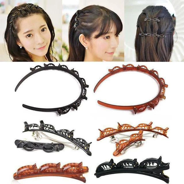 Accessoires Cheveux Plastique Tressé Bandeau Double Couche Bandes Pince ,