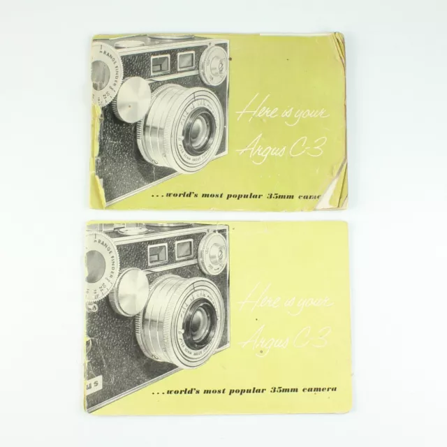 Argus - Set of Two  - C-3  35mm Camera Manuals - Instruction Booklets - Guide