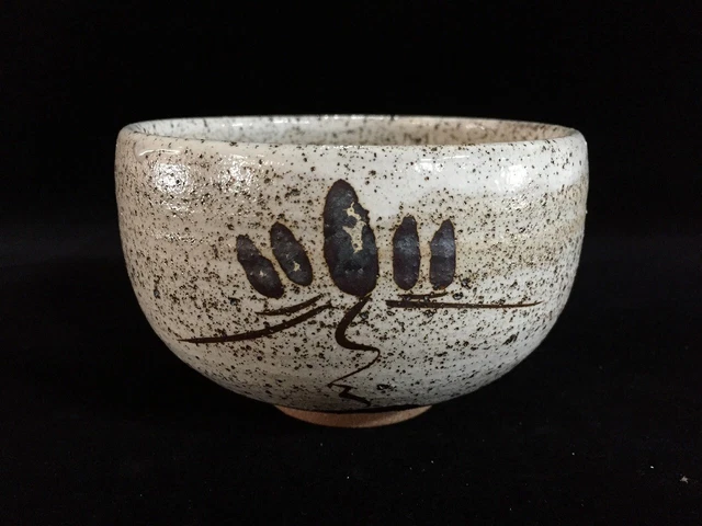 I1212 Japanese Pottery Tea Ceremony Bowl CHAWAN Vintage Signed MATCHA Gray