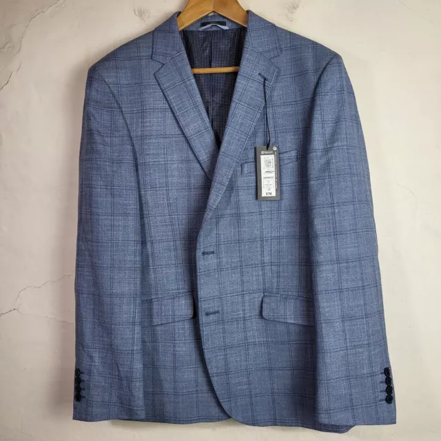 Giacca blazer Marks Spencer Collection da uomo 42R a scacchi blu formale nuova con etichette...