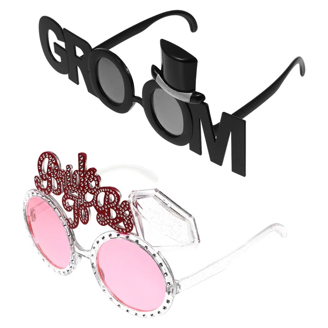 2 piezas Gafas Decorativas De Soltero Fiesta Novio y Novia Gafas Decoratio