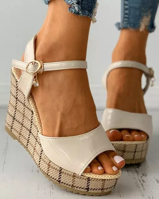 Sandales Femmes Talon 12 CM Beige Compensé Platforn Cuir Synthetique Snugg CZ049