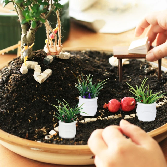 35 ud. en macetas realista casa de muñecas plantas bonsái casa de muñecas juego de plantas