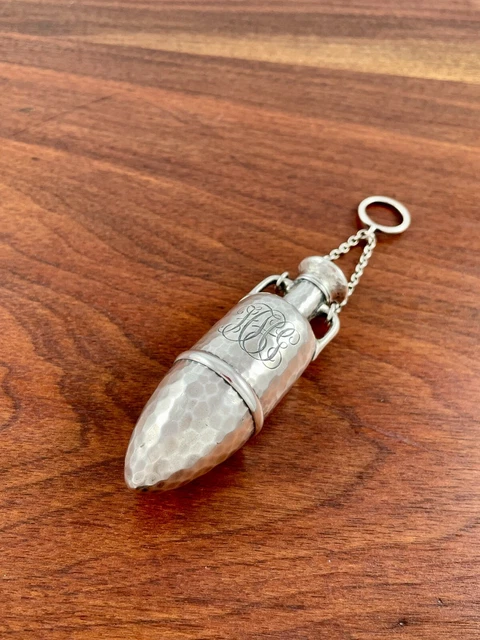 Tiffany & Co Aesthetic Sterling Silver Hand Hammered Perfume Bottle Chatelaine