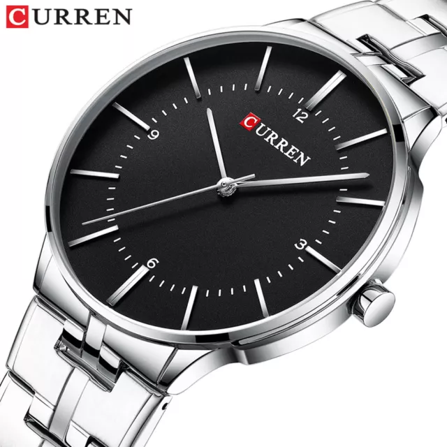 CURREN Men Watch Top Brand Silver Steel Wristwatch Fashion Male Quartz Watches