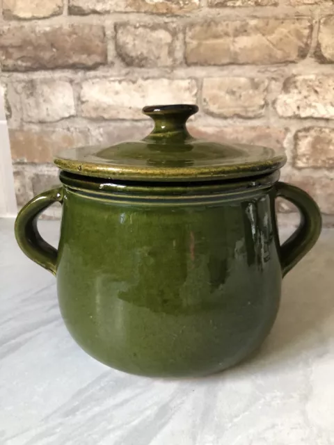 Large Stoneware Pot by STENT Traditional French Cookware Green Great Condition 3