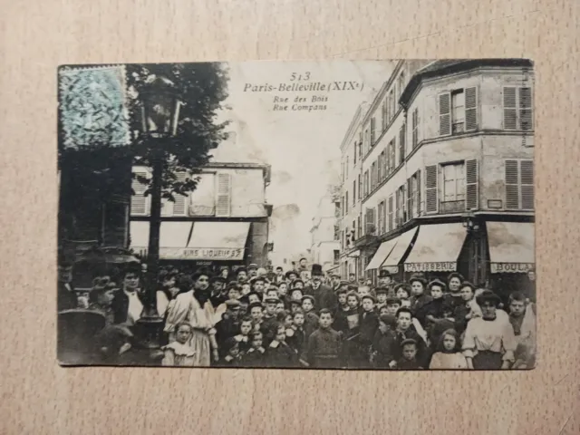Cpa Paris-belleville ( XIXe ), Rue Des Bois Et Rue Compans.