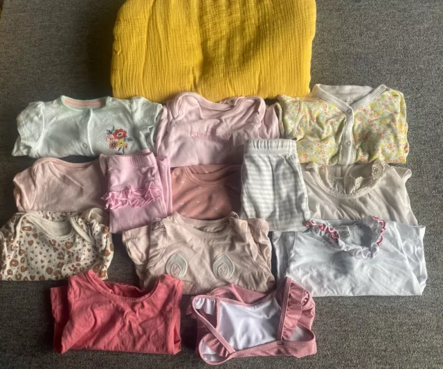 Bundle of Baby Girls Clothes Age 03 to 06 Months. Collection Of  14 Items