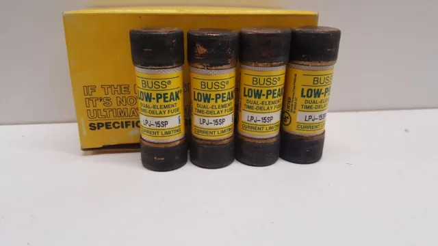 Box Of (4) New Old Stock! Cooper Bussmann Time Delay Fuses Lpj-15Sp