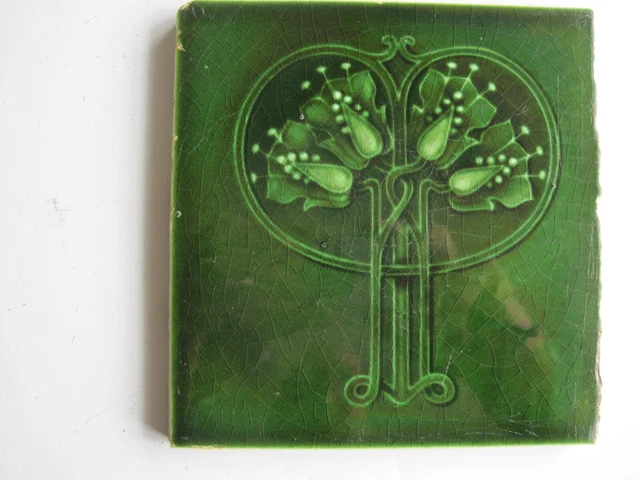 Antique Art Nouveau Moulded & Majolica Glazed Tile - T & R Boote  C1905