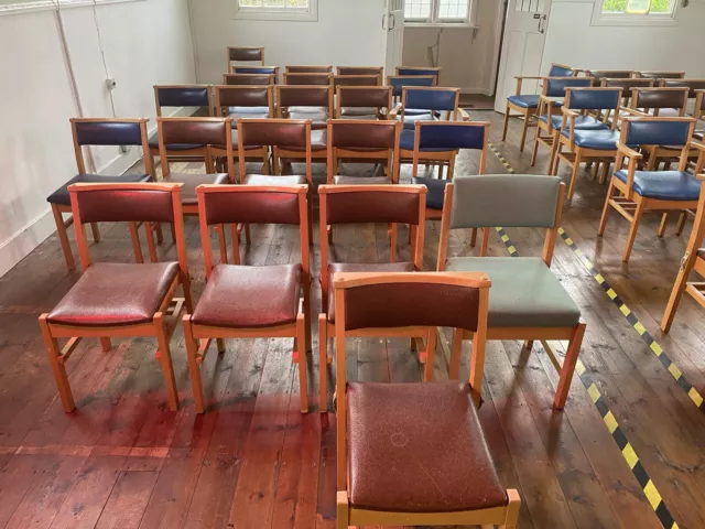 Wooden, interlocking church and chapel chairs 2