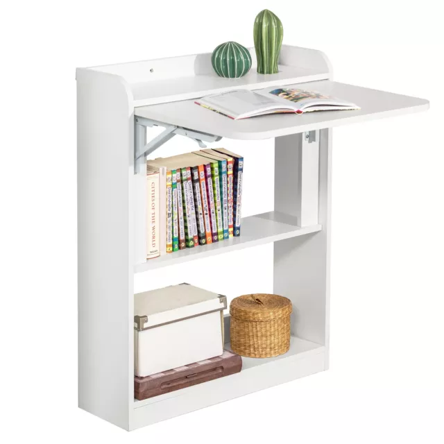 SoBuy Scrivania Piccola Salvaspazio Pieghevole Tavolino con Libreria FWT92-W IT