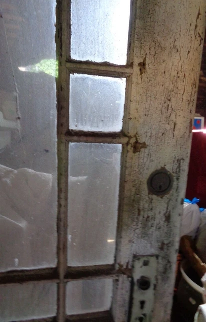 Antique 1860s Glass & Wood Door Architectural  82"(H)x31"x1.25 thick -PICK UP NJ 6