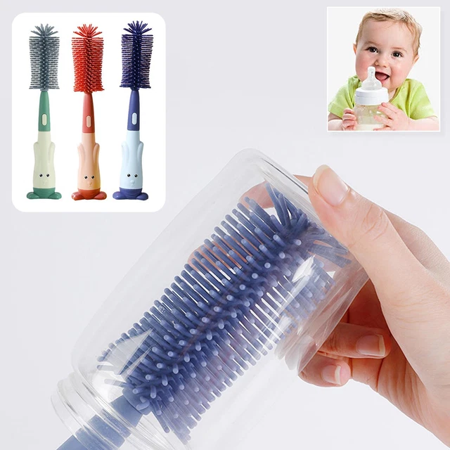 3in1 Baby Silicone Sponge Bottle Brush Set Cup Scrubber Cleaner ` Kitchen H9C0