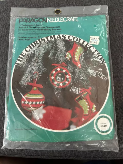 Paragon Needlecraft “Christmas Cheer” Set Of 4 Needlecraft Ornaments Kit #6310