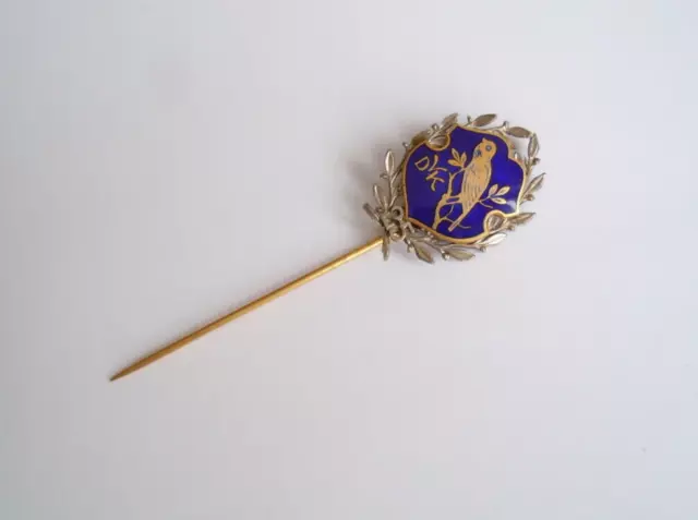 Vieux Aiguille Épingle pour Broche Avec Bleu Émail Et Oiseau Dvk 25 Jubilé (I)