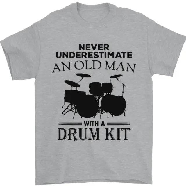 Old Man Drumming Drum Kit Drummer Funny Mens T-Shirt 100% Cotton