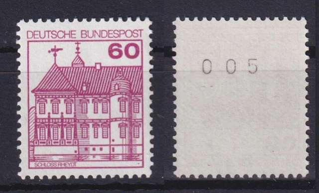 Bund 1028 RM mit Nr. 005 Burgen+Schlöser 60 Pf postfrisch alte Fluoreszenz