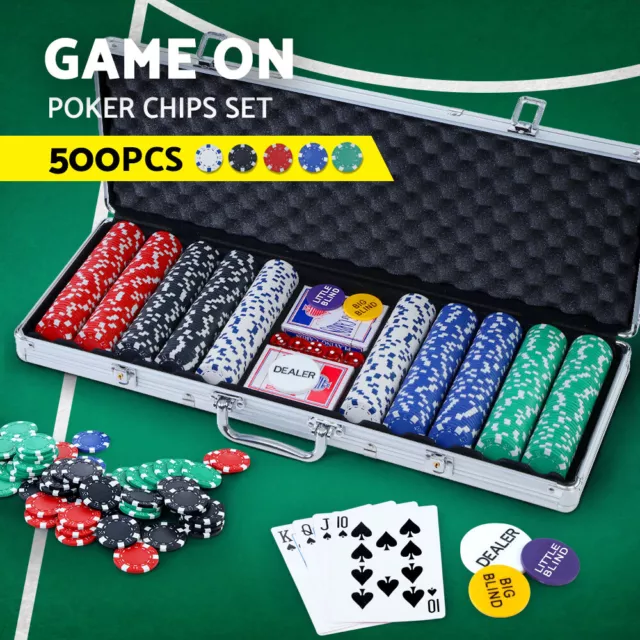 Poker Chip Set 500PC Chips TEXAS HOLD'EM Casino Gambling Party Game Dice Cards