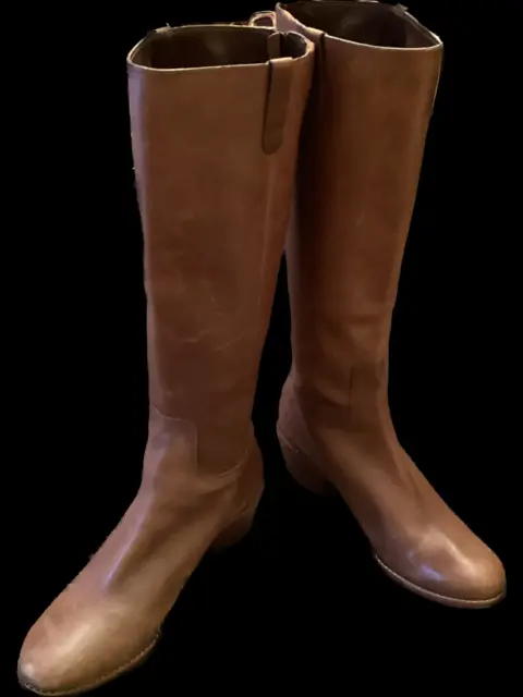 Women's Knee High Size 9 B Boots COLE HAAN Brown Leather Low Heel D40351