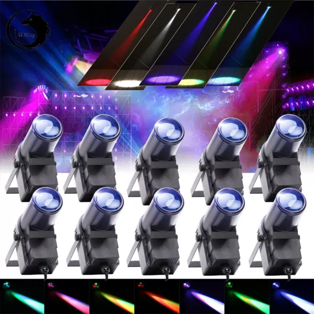 10x 30W LED Pinspot Punktstrahler Spot RGBW Bühnenlicht DMX Effekte Licht  Party