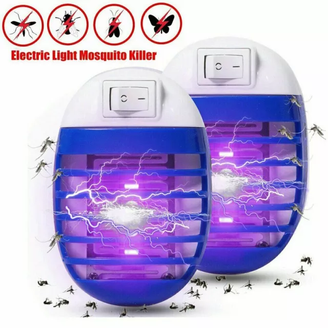 2 Pcs Lampe Anti-Insectes Anti-mouches anti-Moustiques électrique UV Lumière Led