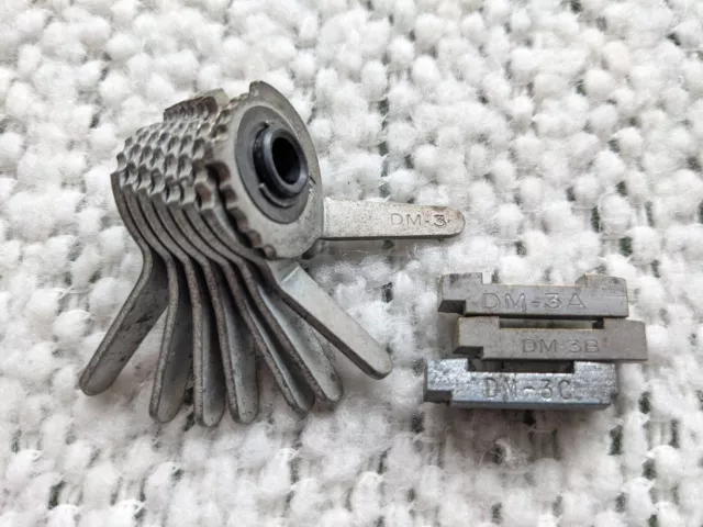 Curtis Clipper Model 15 Key Cutter Set of Cam DM-3 Carriages DM-3A, DM-3B, DM-3C